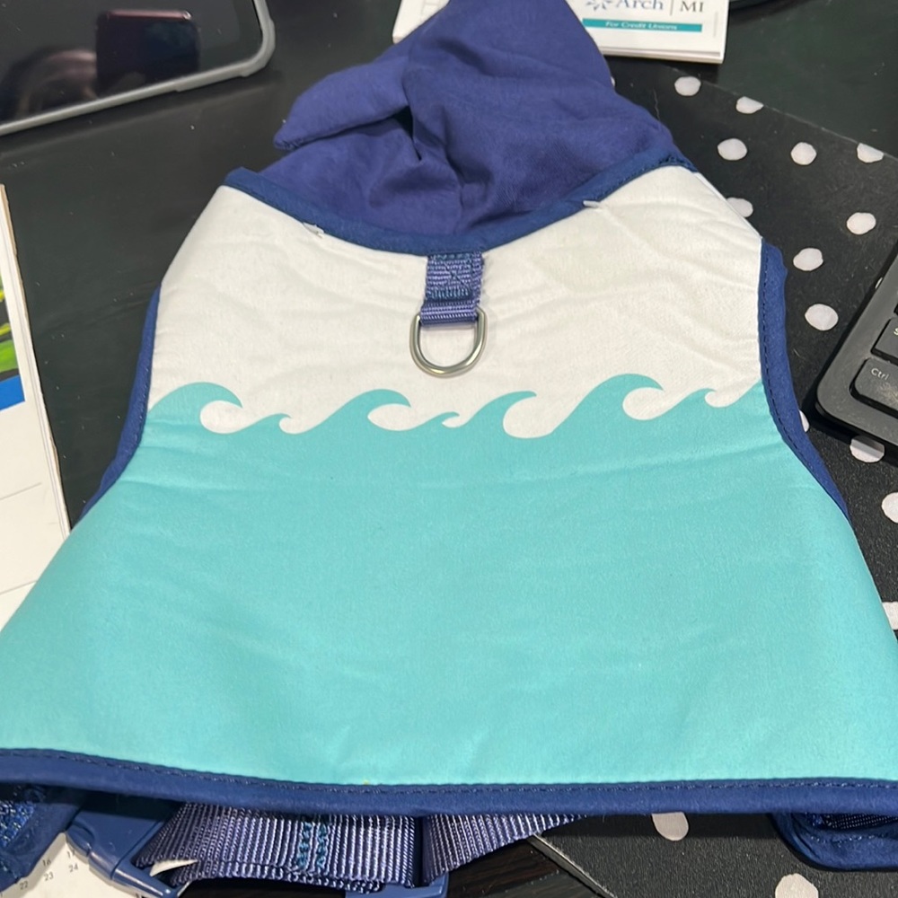 Dog harness with hood